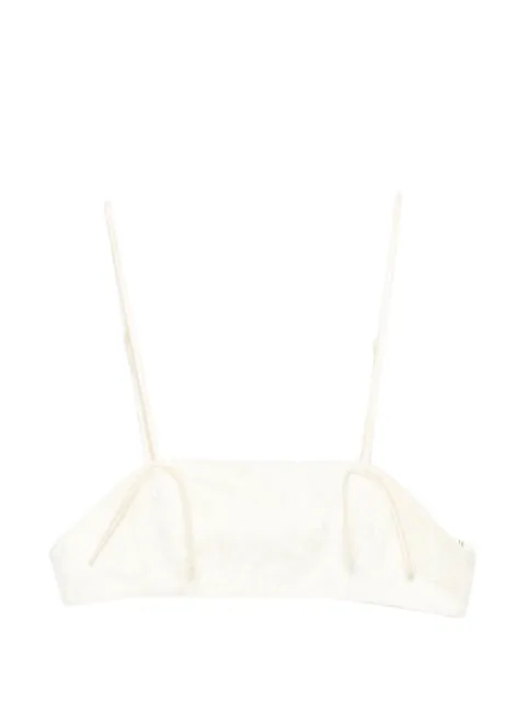 Aya Muse Eteri lace cropped top Neutrals AMSS2636