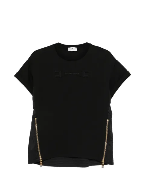 Elisabetta Franchi zip-detail T-shirt Black MA75P61E2