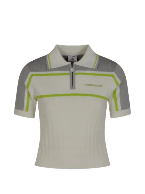 Casablanca zip-up striped polo shirt Neutrals WSP26KW124701