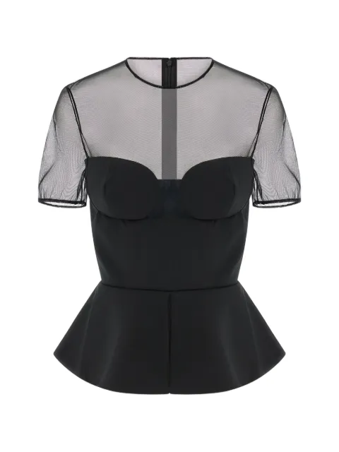 Nensi Dojaka sheer-neckline blouse Black NDTOP1107500100