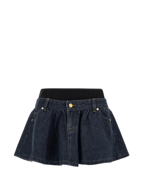 7 For All Mankind banded contrast-stitching mini denim skirt Blue 7U4S0E52