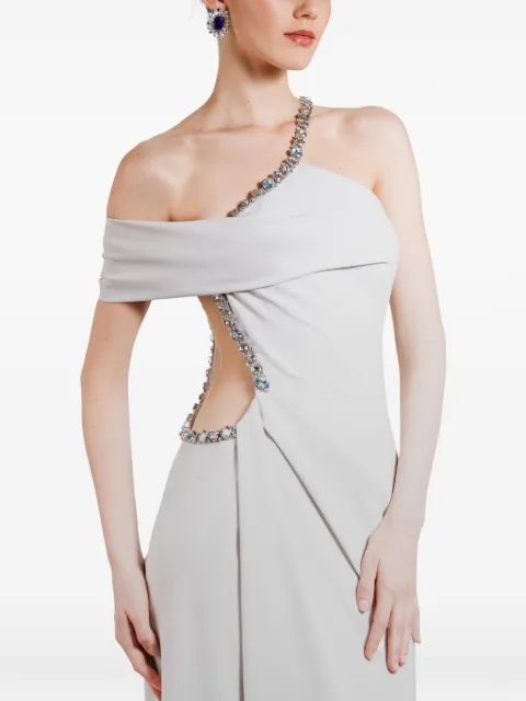 Gemy Maalouf beaded asymmetrical neckline dress Grey GMR247196LD