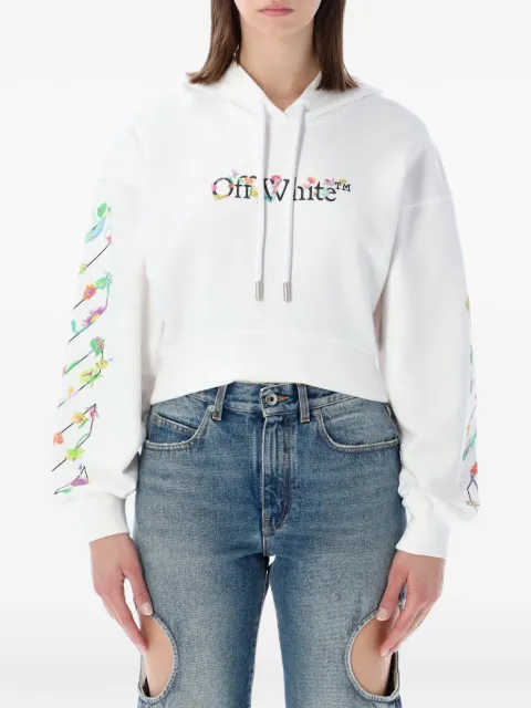 Off-White floral-print cropped hoodie White OWBB056S26FLE0010110