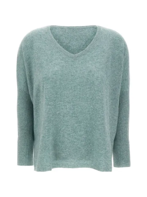 Not Shy Faustine ribbed-sleeve V-neck sweater Green 4704001C