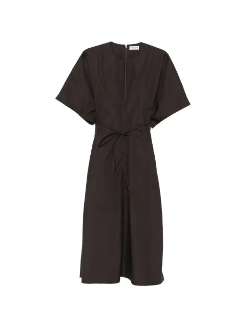 Veronique Leroy belted V-neck midi dress Brown RDRE013