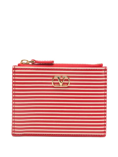 Valentino Garavani striped logo-detail card holder Red WP0AK9VES