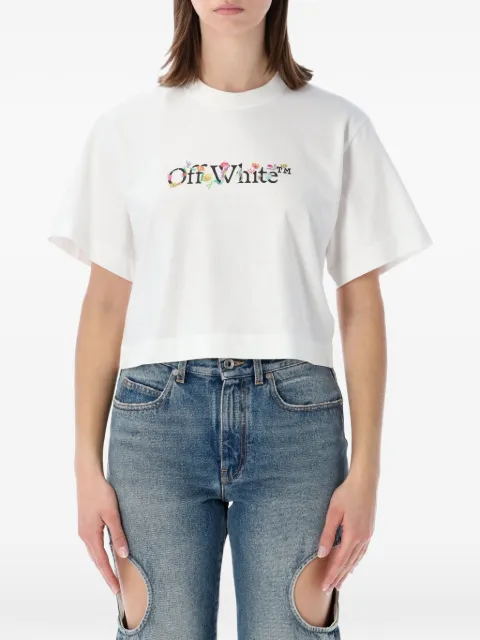 Off-White floral-print crop T-shirt White OWAA090S26JER0010110