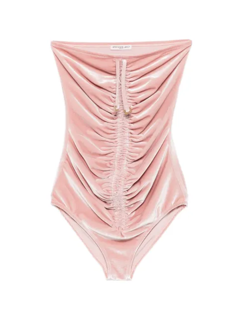 Veronique Leroy ruched velvet bodysuit Pink LSW1420