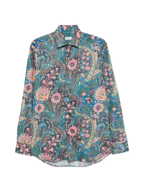 ETRO shirt in cotton muslin with Paisley foliage motif Blue MRIB000199SA5P4X0885