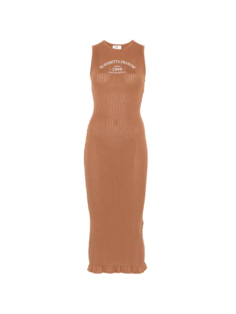 Elisabetta Franchi knit dress with printed logo Brown AM07Q61E2