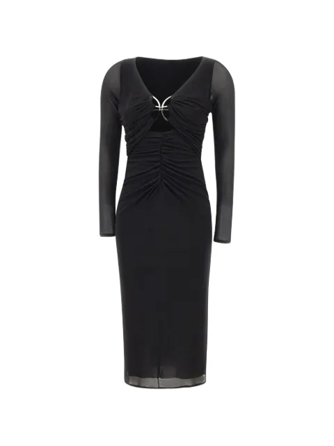 Blumarine butterfly-clasp ruched midi dress Black 2A735AN0990