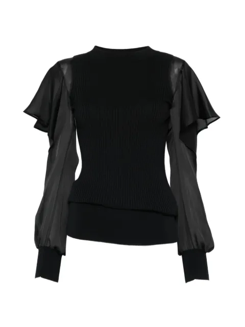 sacai ruffled knitted top Black 2608336