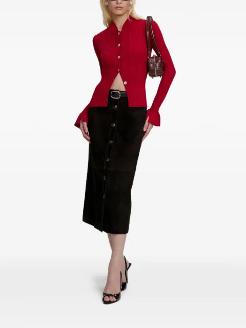 Self-Portrait ribbed button cardigan Red RS26555CRED