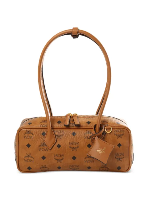 MCM Aren monogram zip shoulder bag Brown MWSGSTA02