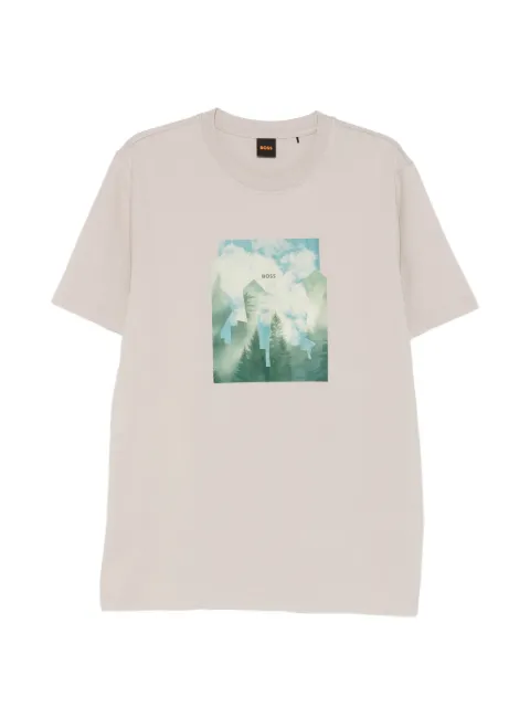 BOSS printed-artwork T-shirt in cotton jersey Neutrals 50556024
