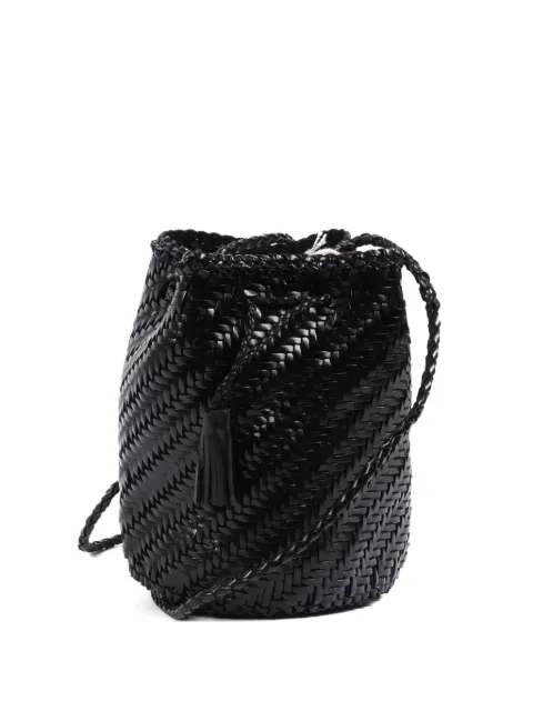 DRAGON DIFFUSION Pompom Double Jump leather bucket bag Black DGS68838