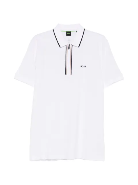 BOSS zip-collar polo shirt White 50555698