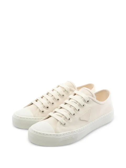 Prada Pre-Owned 2020s canvas triangle-logo sneakers Neutrals 1037286