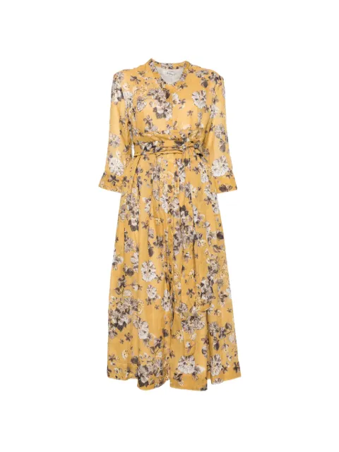 'S Max Mara floral-print tie-waist midi dress Yellow 2619221093600