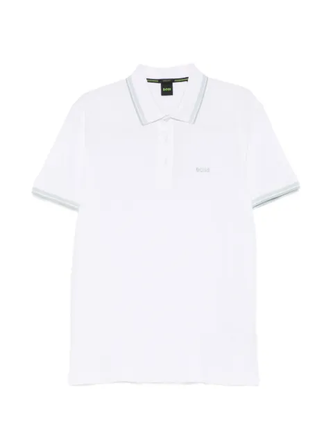 BOSS logo-embroidered tipped polo shirt White 50469055