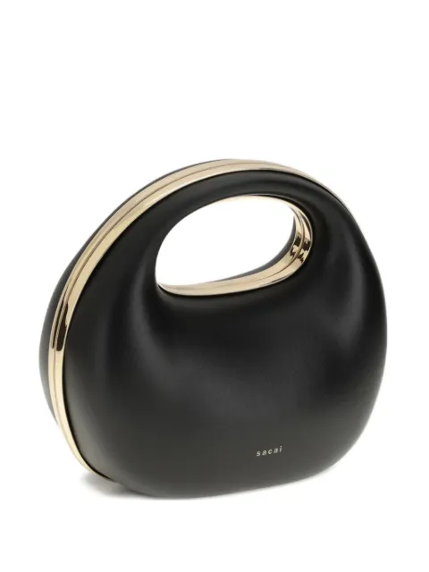 sacai round leather clutch bag Black S12401