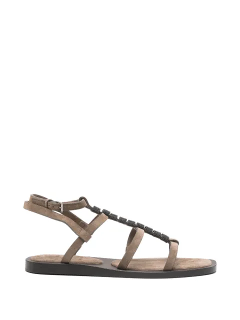 Brunello Cucinelli beaded strappy sandals Brown MZSFC3162C8921