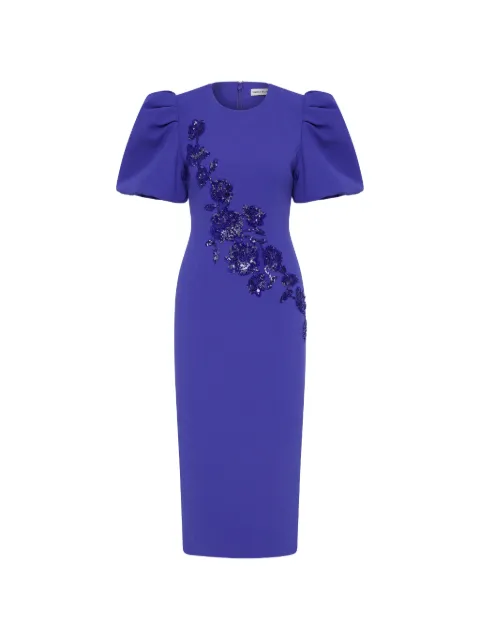 Rebecca Vallance Evolet puff-sleeve embellished midi dress Blue 26011550