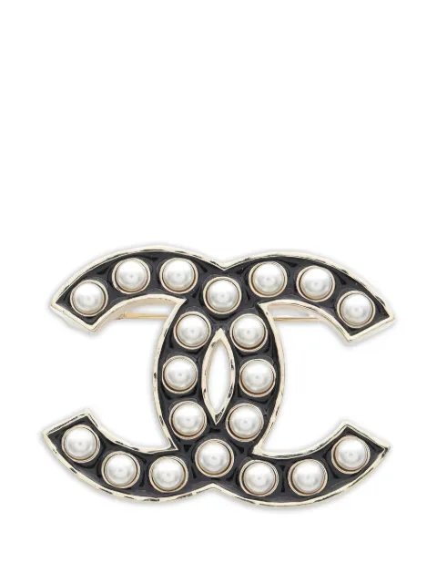 CHANEL Pre-Owned 1986-1988 pearl brooch Gold 1035327