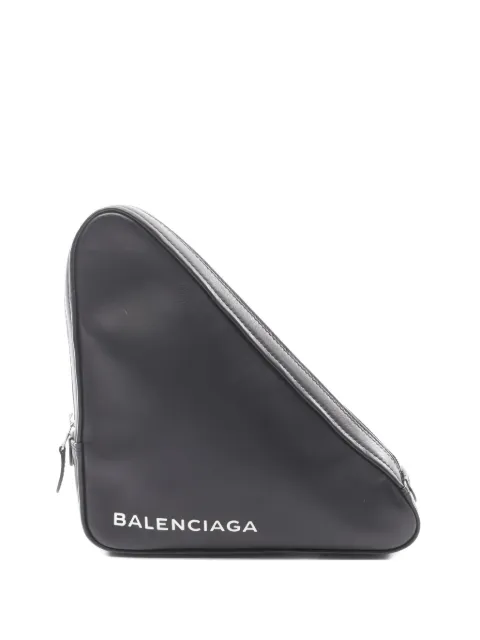 Balenciaga Pre-Owned 2010s Triangle leather clutch bag Black 1039212