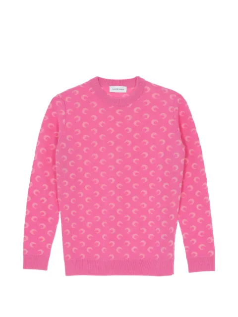 Marine Serre Moon-jacquard crew-neck sweater Pink MTK004ACKNI0530