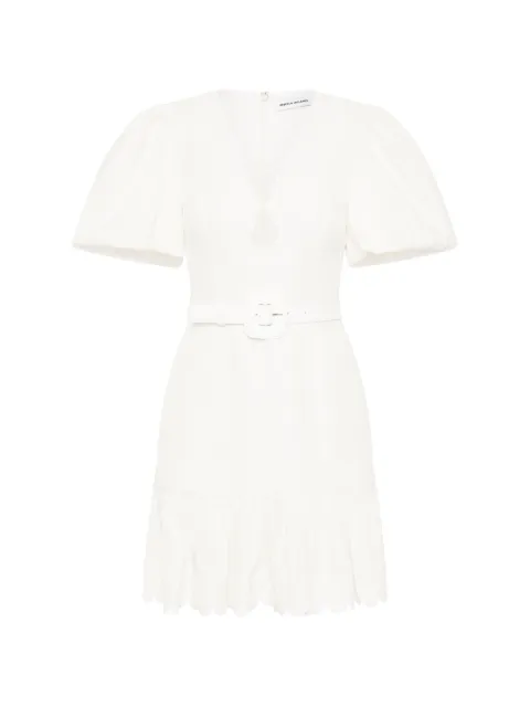 Rebecca Vallance Kahlia puff-sleeve belted mini dress Neutrals 26011534