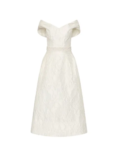 Rebecca Vallance Winslet off-shoulder midi dress Neutrals RVBR1529
