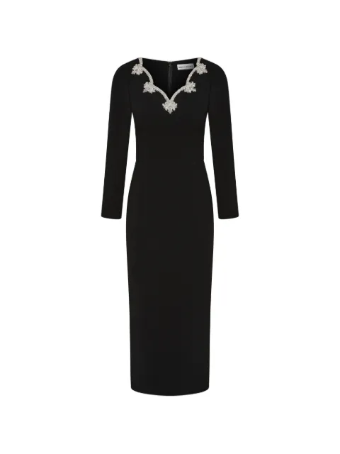 Rebecca Vallance Harlynn embellished-neckline midi dress Black 26011518