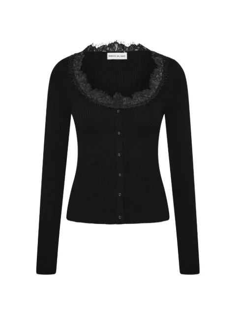 Rebecca Vallance Verity lace-detail ribbed cardigan Black 26012666