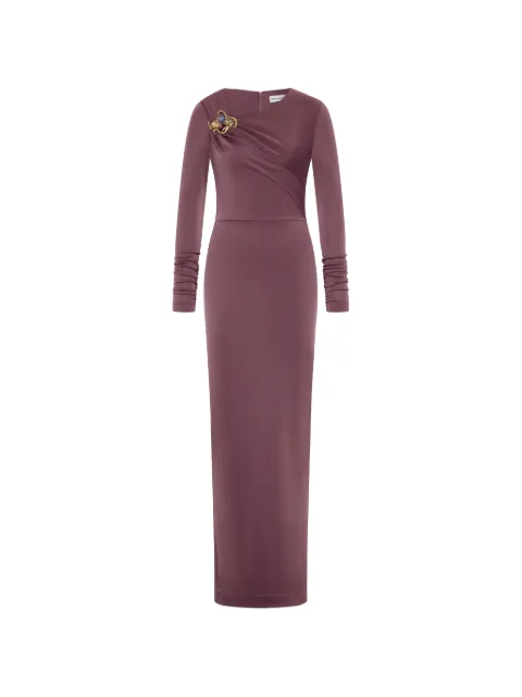 Rebecca Vallance Nala brooch long-sleeve maxi dress Purple 26011455