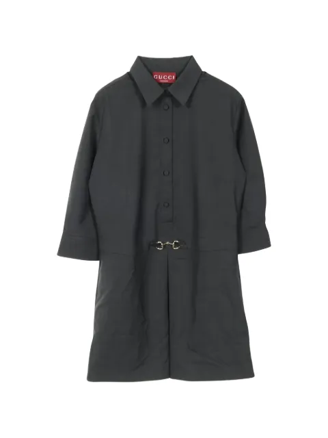 Gucci Pre-Owned 2010s Horsebit shirt wool midi dress Grey 1035732