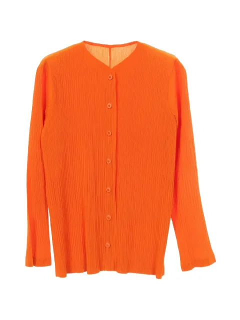 Issey Miyake Pre-Owned 2010s plissé buttoned shirt Orange 1030231