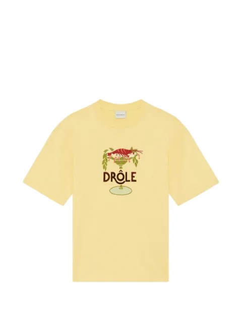 Drôle De Monsieur Lobster Cup embroidered T-shirt Yellow JTS289CO248LYL00LYL
