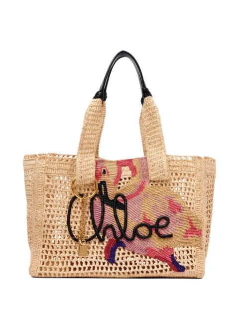 Chloé Summer Banana crochet appliqué tote bag Neutrals CH26US904R93