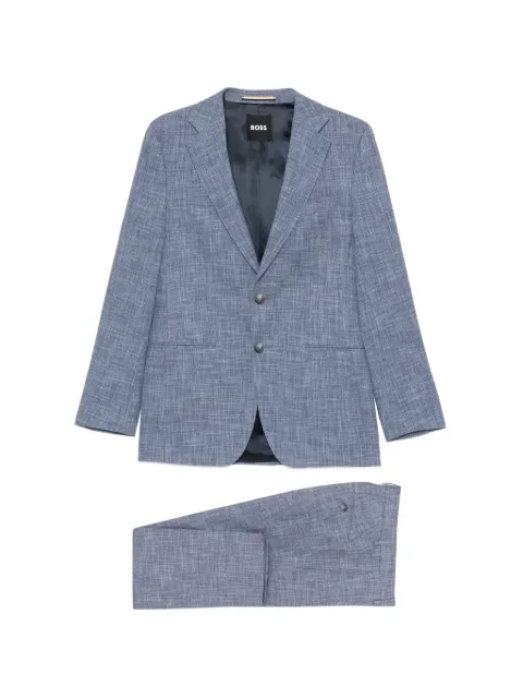 BOSS two-piece slim-fit suit in cotton and virgin wool Blue 50557268