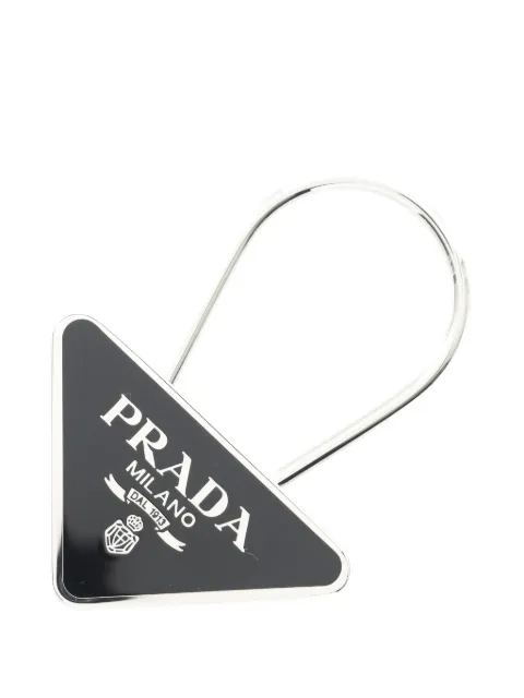 Prada Pre-Owned 2020s triangle-logo keyring Silver 1040606