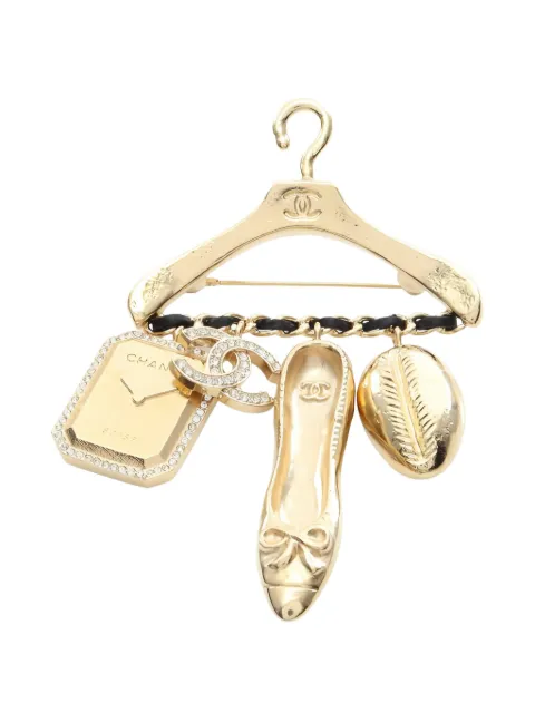 CHANEL Pre-Owned 1986-1988 Coco Mark hanger-motif brooch Gold 1032824