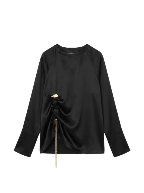 Danamé chain-detail ruched long-sleeved top Black 725FW7702A