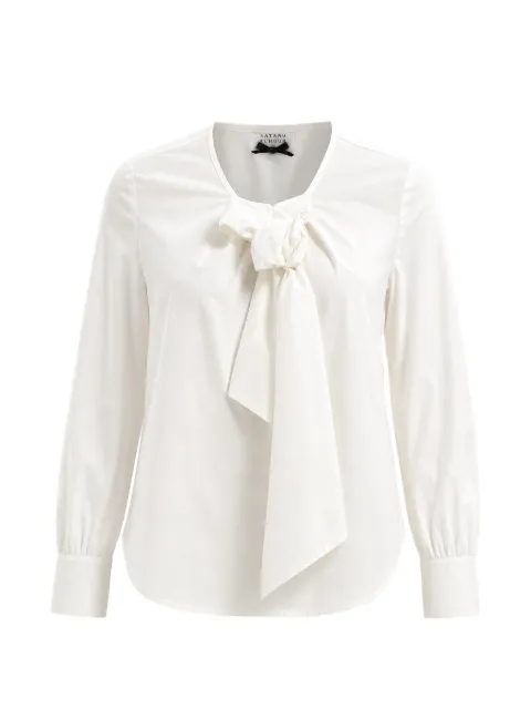 Edward Achour Paris bow-detail long-sleeve blouse White 090624952