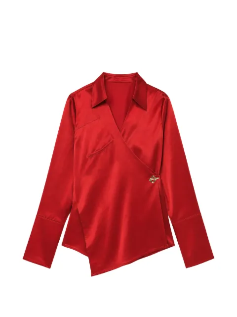 Danamé wrap-style satin blouse Red 725FW7713A
