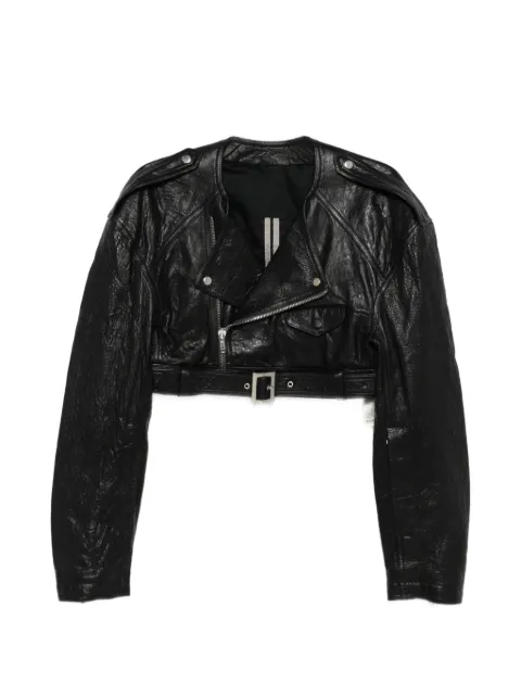 Rick Owens Micro Biker belted jacket Black RP01F6710LBE