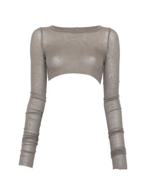 Rick Owens cropped long-sleeved T-shirt Grey RP01F6220RC