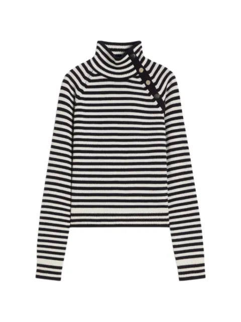 Max Mara Paniere striped button roll-neck sweater White 2611361121600