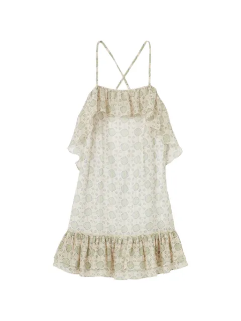 Claudie Pierlot ruffled-trim printed dress Neutrals CFPRO03016