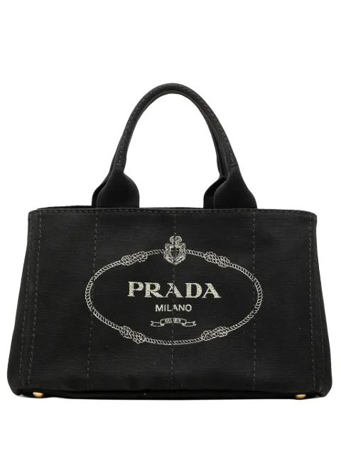 Prada Pre-Owned 2013-2025 Canvas Canapa Logo satchel Black VSOK9SMUIOK2VYOT